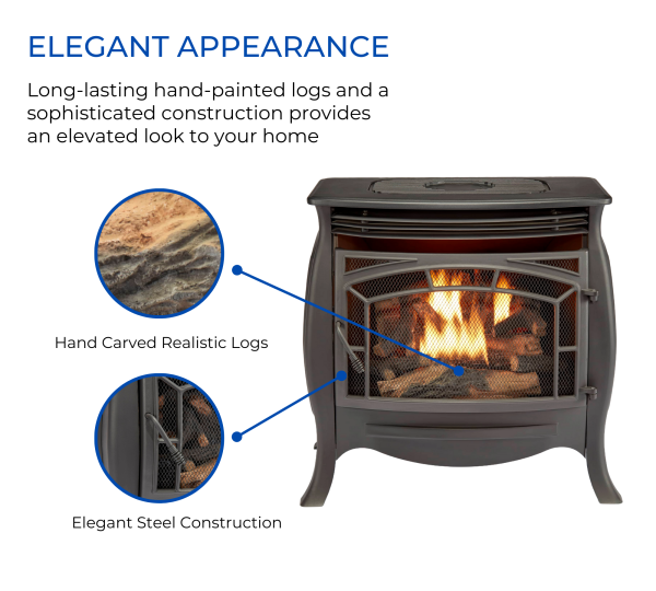 Duluth Forge Dual Fuel Ventless Gas Stove – 26,000 BTU, Remote Control, Matte Black Finish – Model# FDSR25 - Image 2