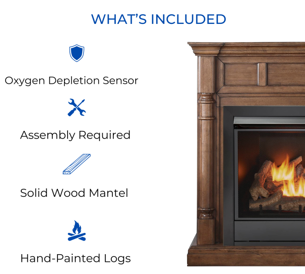 Duluth Forge Full Size Dual Fuel Ventless Gas Fireplace With Mantel – 32,000 BTU, Remote Control, Walnut Finish – Model# FDI32R-M-WN - Image 5