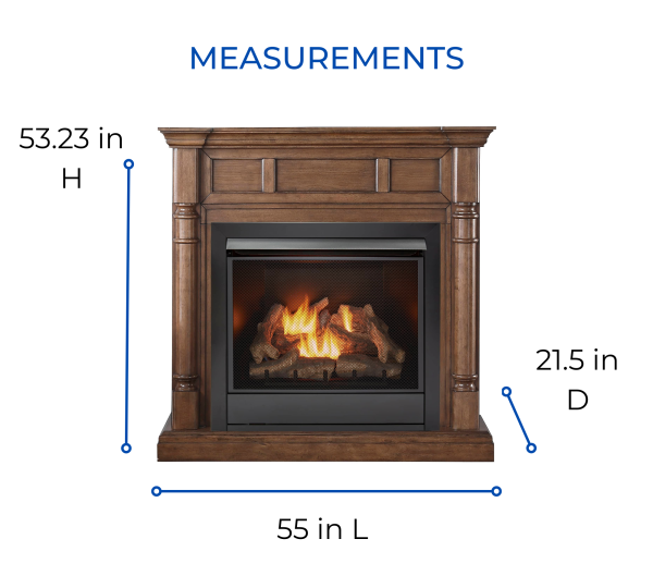 Duluth Forge Full Size Dual Fuel Ventless Gas Fireplace With Mantel – 32,000 BTU, Remote Control, Walnut Finish – Model# FDI32R-M-WN - Image 6