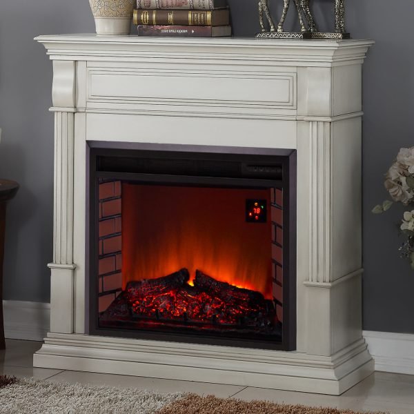 Duluth Forge Full Size Electric Fireplace – Remote Control, Antique White Finish – Model# EL1350-2-AW - Image 2