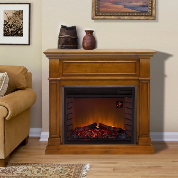Duluth Forge Full Size Electric Fireplace – Remote Control, Apple Spice Finish – Model# EL1350-3-AS - Image 2