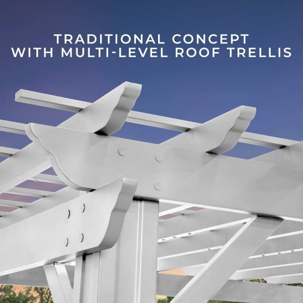 14×12 Hawthorne Traditional Steel Pergola With Sail Shade Soft Canopy - Image 12