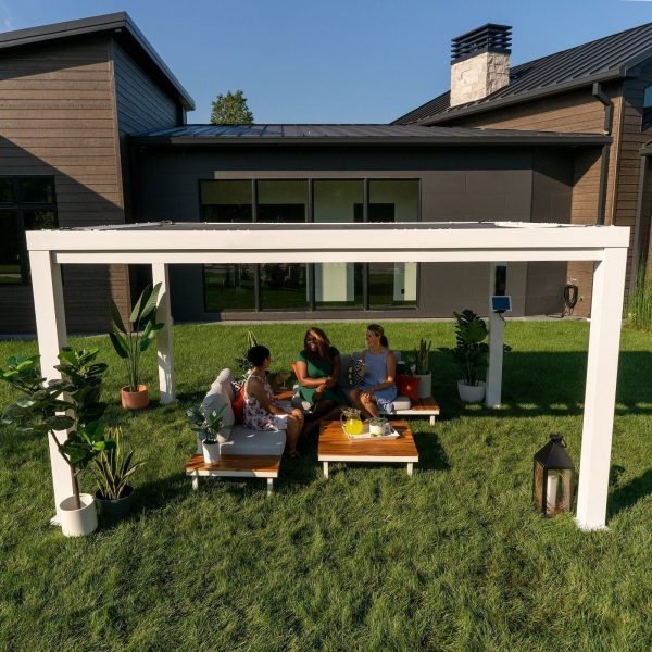14×10 Windham Modern Steel Pergola With Sail Shade Soft Canopy - Image 9