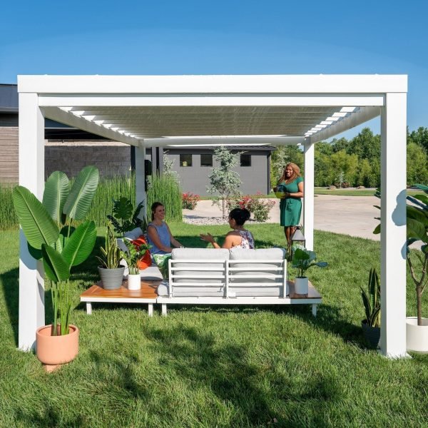 14×10 Windham Modern Steel Pergola With Sail Shade Soft Canopy - Image 10