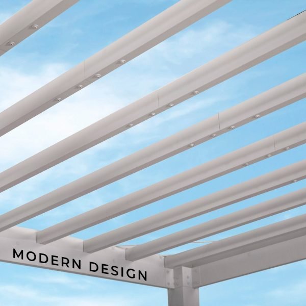 14×10 Windham Modern Steel Pergola With Sail Shade Soft Canopy - Image 13