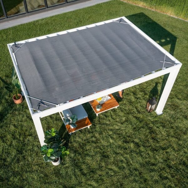 14×10 Windham Modern Steel Pergola With Sail Shade Soft Canopy - Image 15