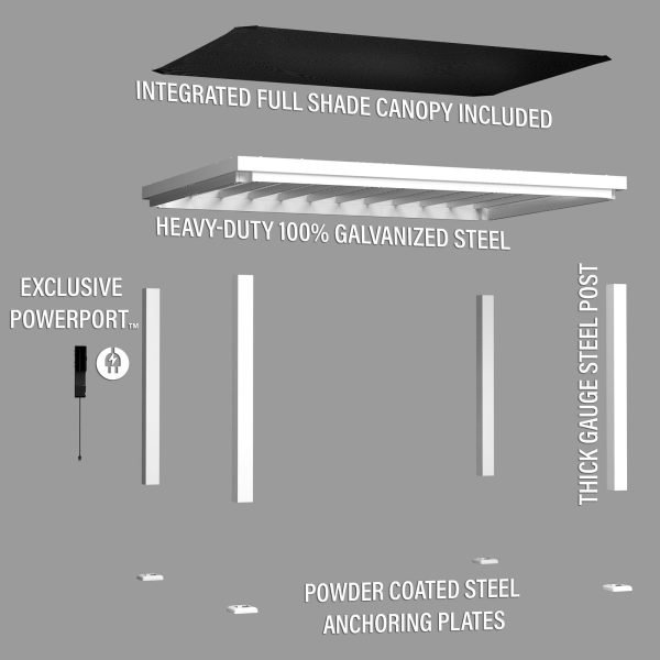 14×10 Windham Modern Steel Pergola With Sail Shade Soft Canopy - Image 18