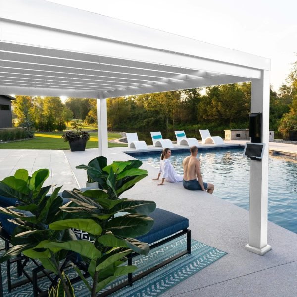 14×10 Windham Modern Steel Pergola With Sail Shade Soft Canopy - Image 7