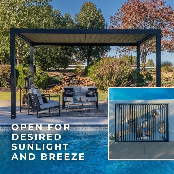 14×10 Sarasota Steel Louvered Pergola - Image 12