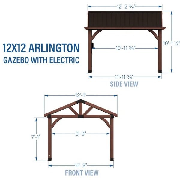 Arlington 12′ X 12′ Solid Wood Patio Gazebo - Image 12