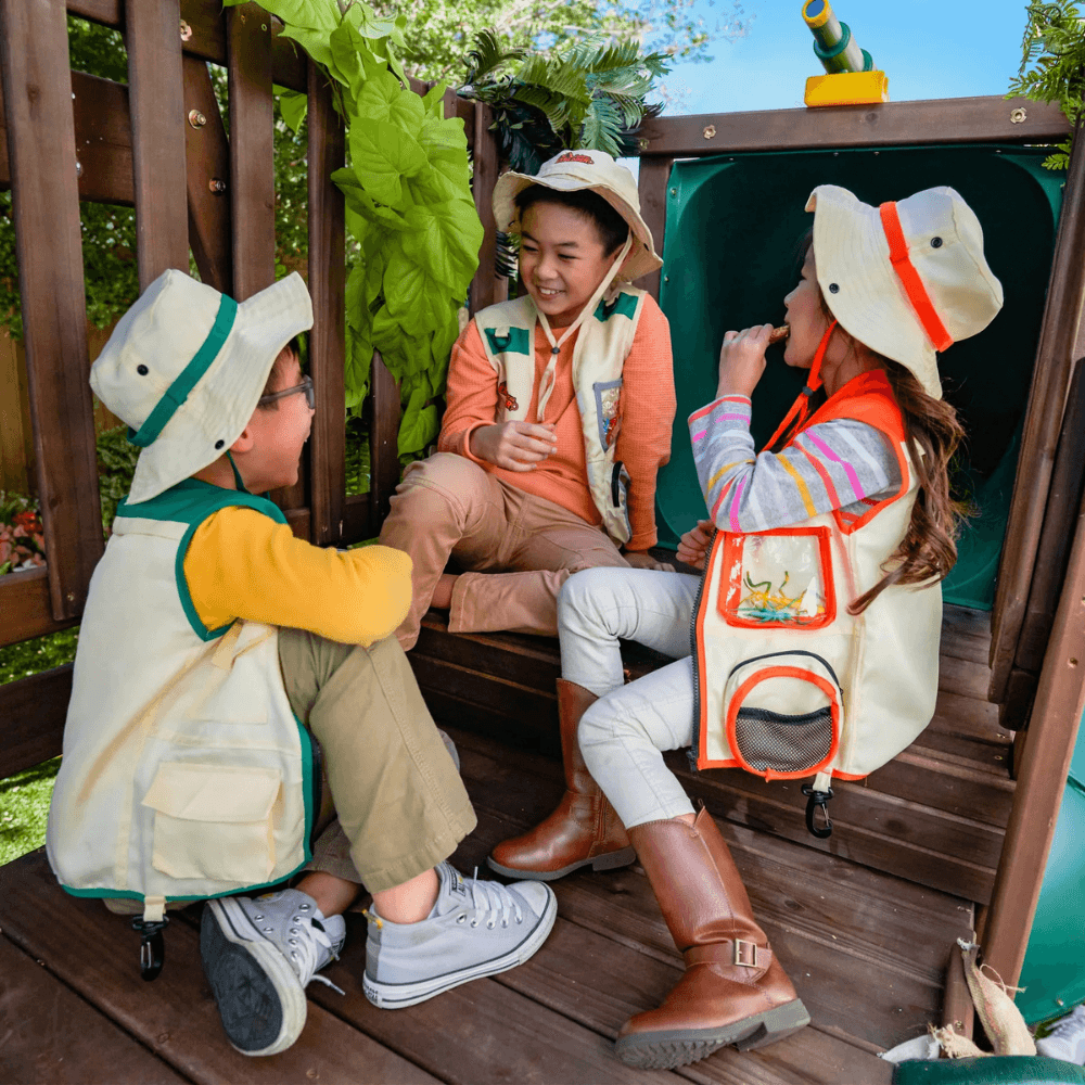 Ranger Retreat Wooden Swing Set/Playset with Tent, Tube Slide and 3-Swings - Image 4