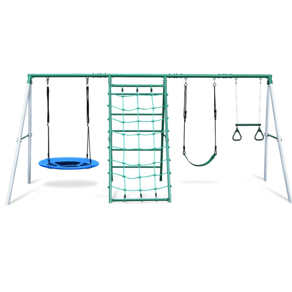 Swing Sets with Saucer Swing,Belt Swing,Trapeze Bar,Climbing Rope,Climbing Ladder - Image 4
