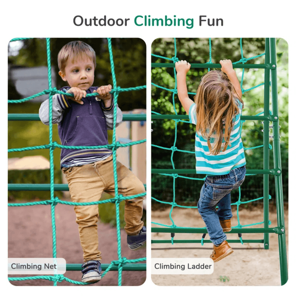 Swing Sets with Saucer Swing,Belt Swing,Trapeze Bar,Climbing Rope,Climbing Ladder - Image 6