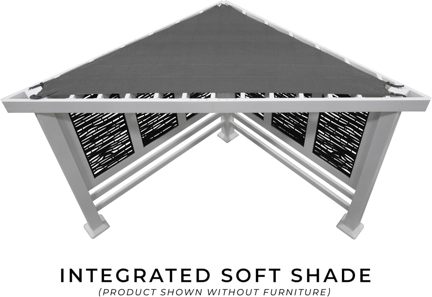 Ridgedale 8 Ft. X 8 Ft. White Steel Modern Cabana Pergola with Conversation Seating in Pumice - Image 4