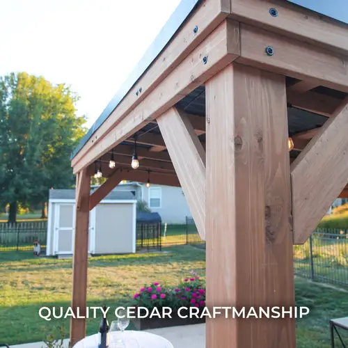 Backyard Discovery 12′ x 9.5′ Arcadia Slope Roof Cedar Gazebo with PowerPort - Image 3
