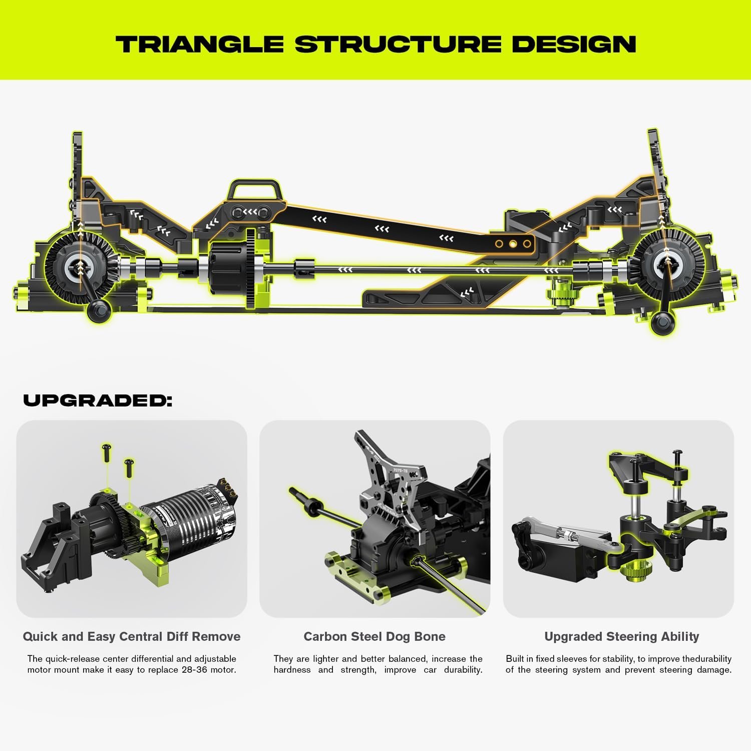 AMORIL 1/10 RTR Brushless Fast RC Car for Adults, Max 50 mph Hobby Electric Off-Road Monster Truck, Waterproof High-Speed 4WD Remote Control Car with 3S LiPo, Green - Image 3