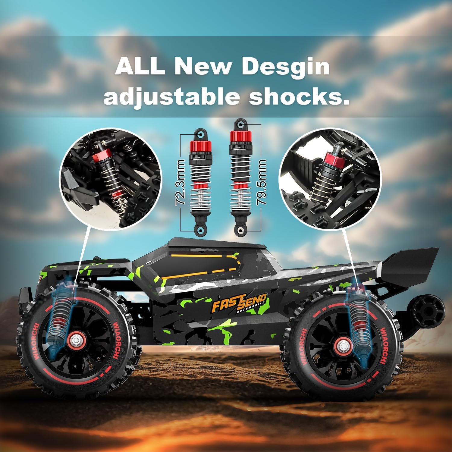 1/14 Brushless RC Car for Adults, Fast 50+ mph, 4×4 Off-Road Waterproof RC Truck, Electric High-Speed Remote Control Car, Extreme All-Terrain RC Truggys - Image 4