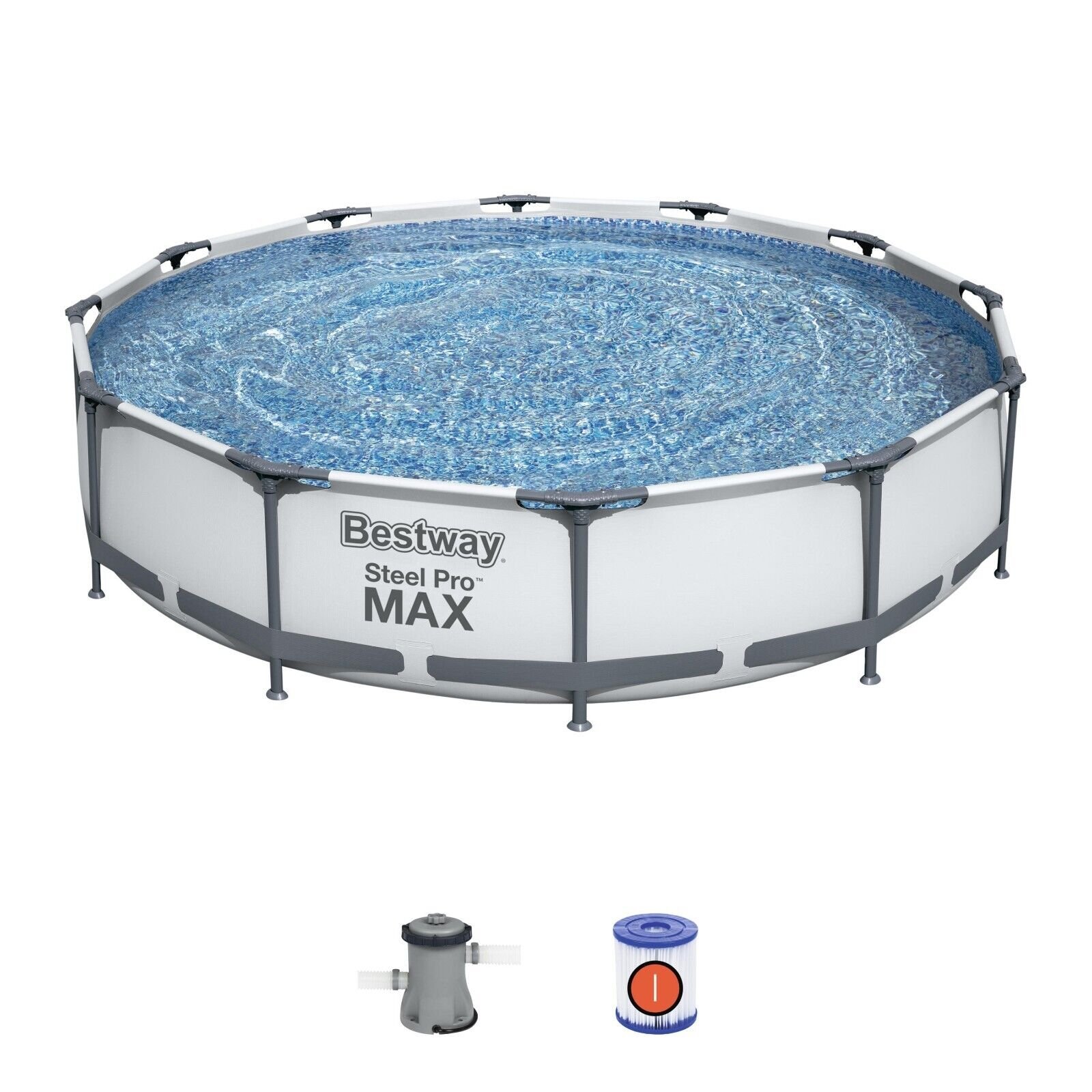 Bestway Steel Pro 12ft x 30in Frame Above Ground Pool Set with Pump - Image 6