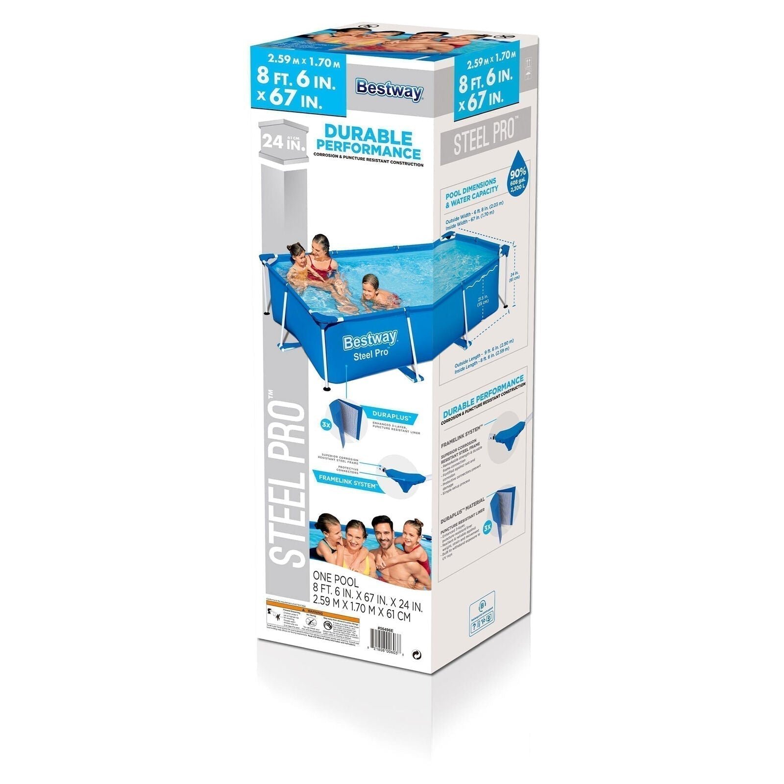 Bestway Steel Pro 8.5’x67″x24″ Rectangular Above Ground Outdoor Swimming Pool - Image 6