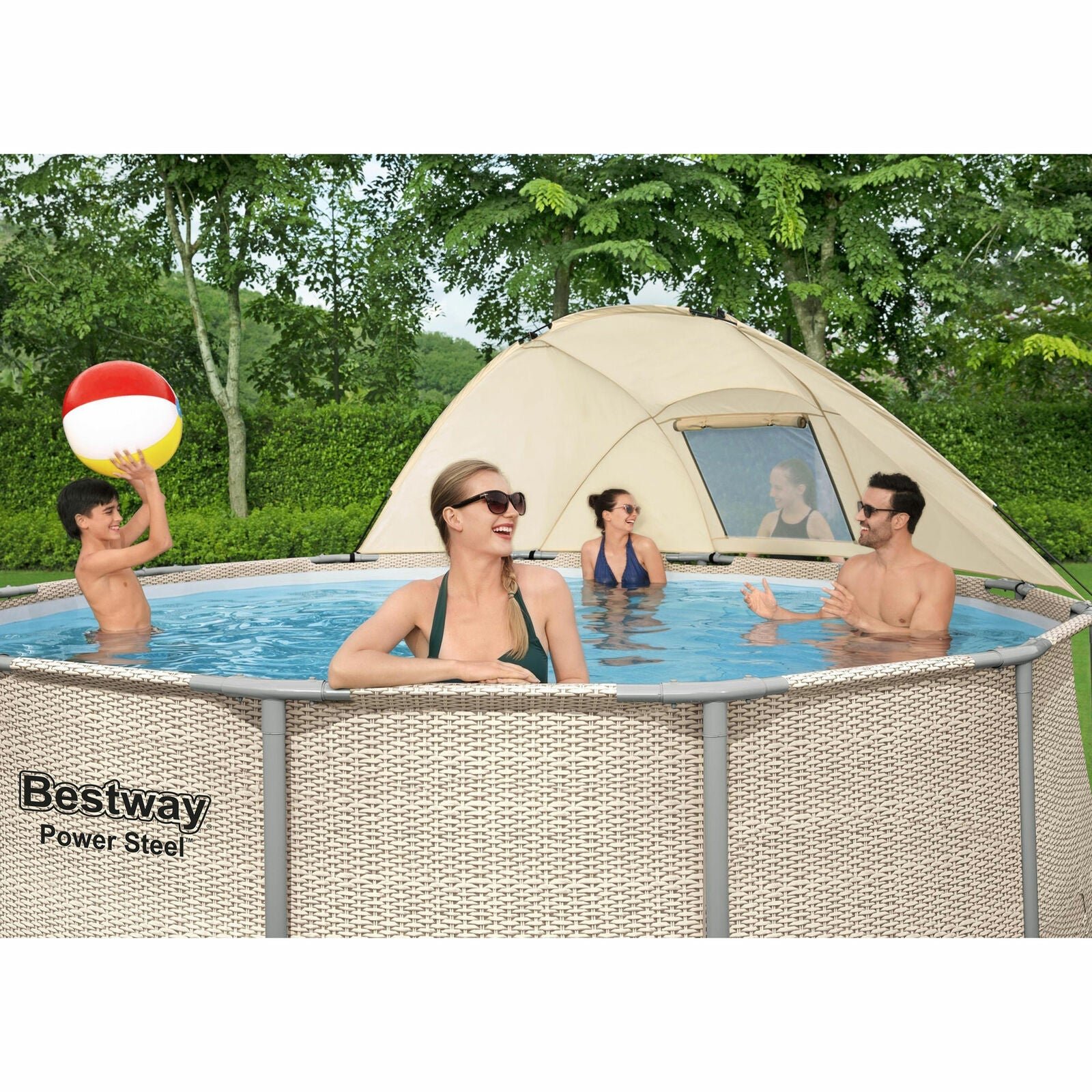 Bestway Power Steel 13′ x 42″ Above Ground Outdoor Swimming Pool Set with Canopy - Image 4