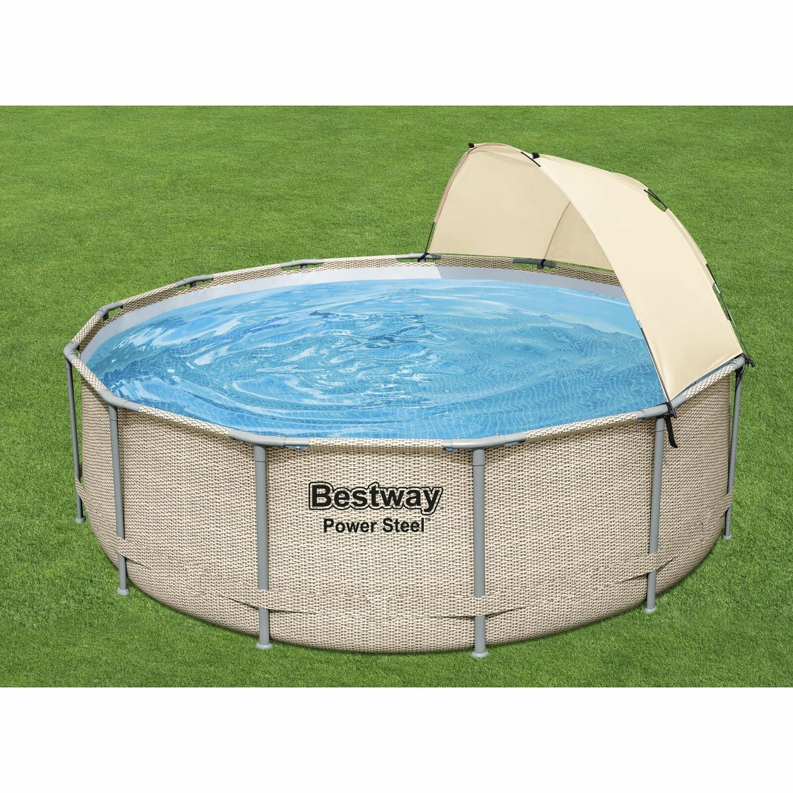 Bestway Power Steel 13′ x 42″ Above Ground Outdoor Swimming Pool Set with Canopy - Image 10