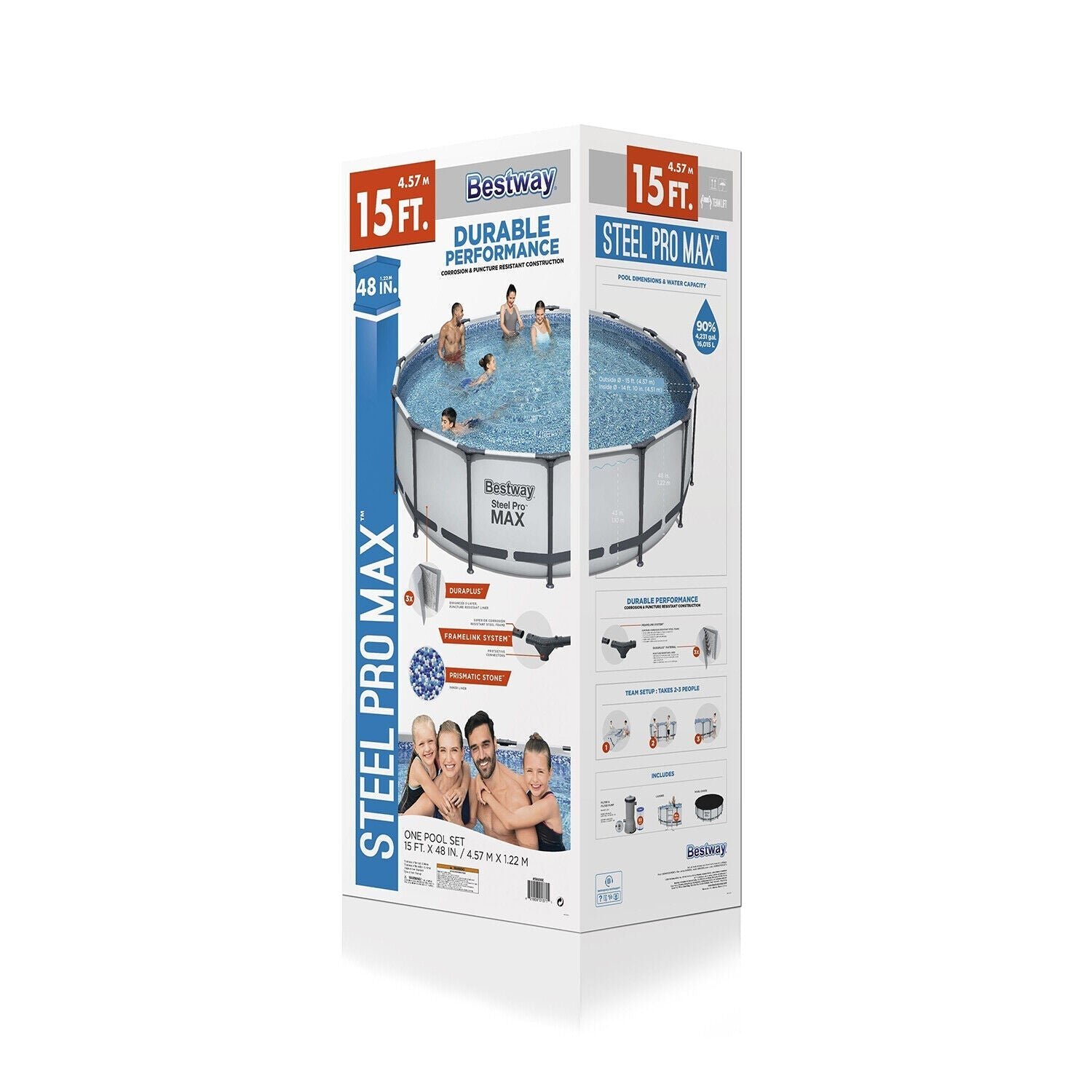 Bestway Steel Pro MAX 15’x48″ Round Above Ground Swimming Pool with Pump & Cover - Image 2
