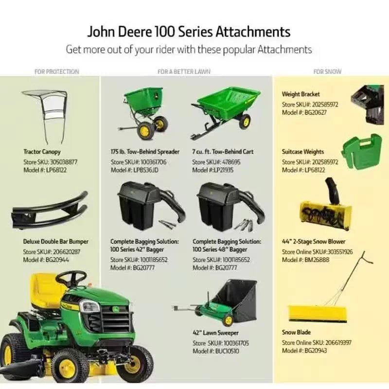 John Deere S100 42 in. 17.5 HP GAS Hydrostatic Riding Lawn Tractor - Image 6