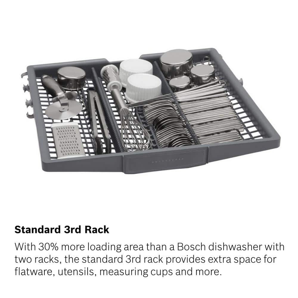 Bosch 300 Series 24 in. Stainless Steel Front Control Tall Tub Dishwasher with Stainless Steel Tub and 3rd Rack, 44dBA - Image 2