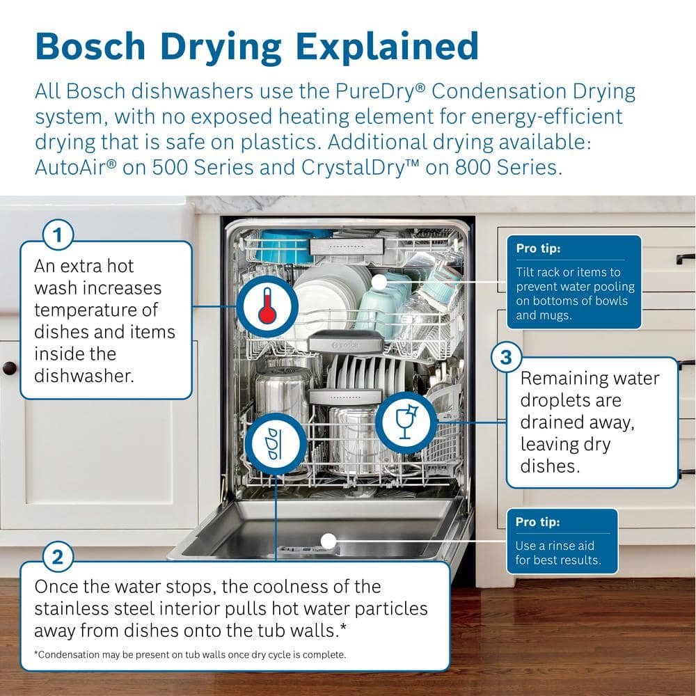 Bosch 800 Series 18 in. ADA Compact Front Control Dishwasher in Stainless Steel with Stainless Steel Tub and 3rd Rack, 44dBA - Image 3