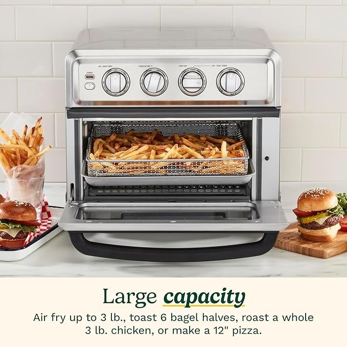 Cuisinart Air Fryer Toaster Oven, 1800W, 8-in-1 with Air Fry, Convection, Broil & Warm, 0.6 Cubic Feet, 60-Minute Timer, TOA-70NAS, Stainless Steel - Image 3