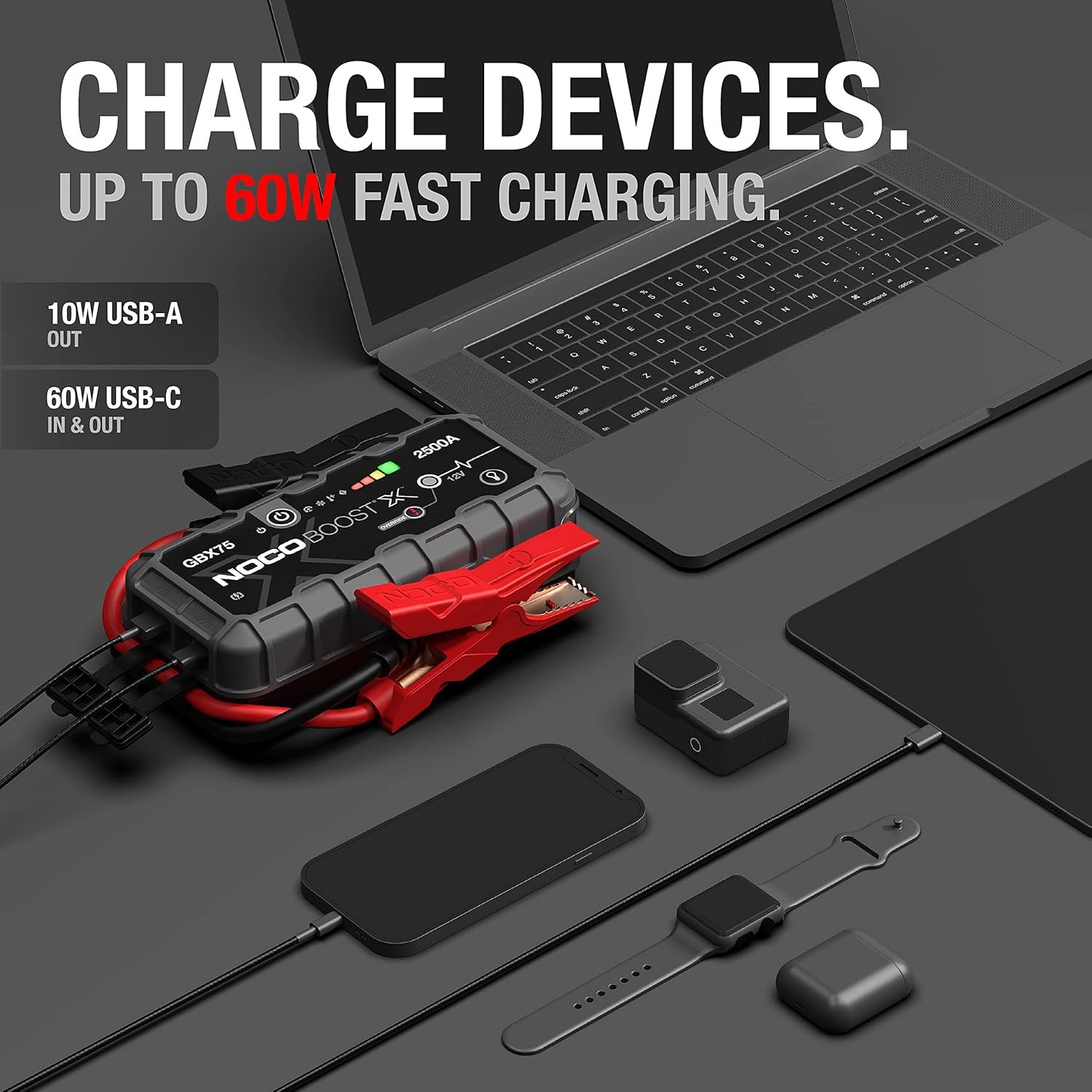 NOCO Boost X GBX75: 2500A UltraSafe Jump Starter, 12V Lithium Battery Booster Pack, Portable Jump Box, Power Bank & Jumper Cables, for 8.5L Gas and 6.5L Diesel Engines - Image 3