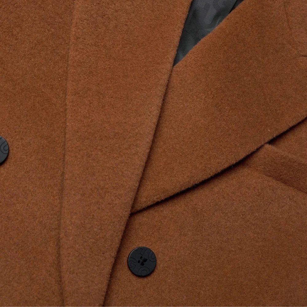 10th Doctor Double Breasted Brown Wool Trench Coat - Image 3