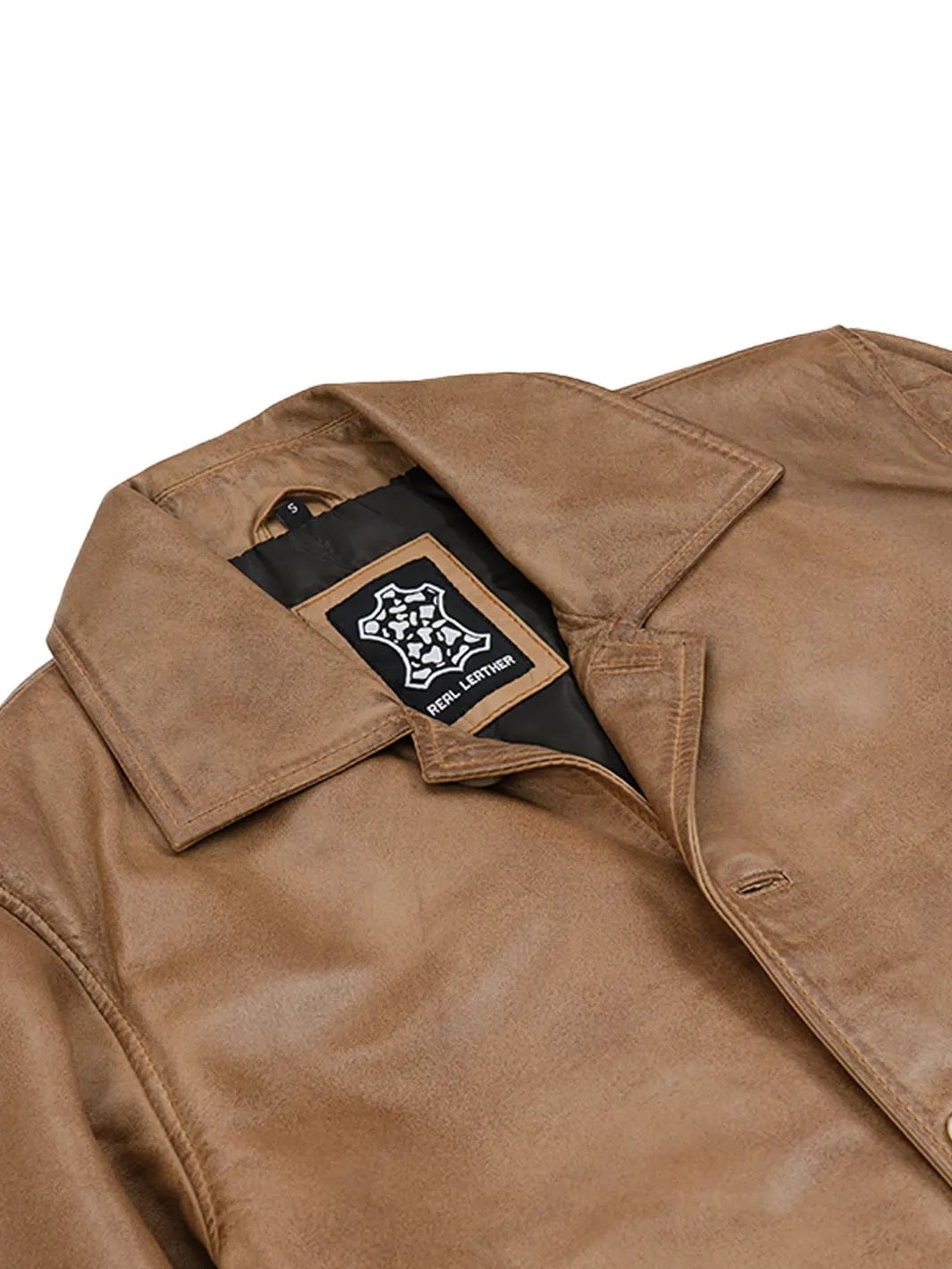 Winchester — Men's Camel Brown 3/4 Length Leather Car Coat - Image 4