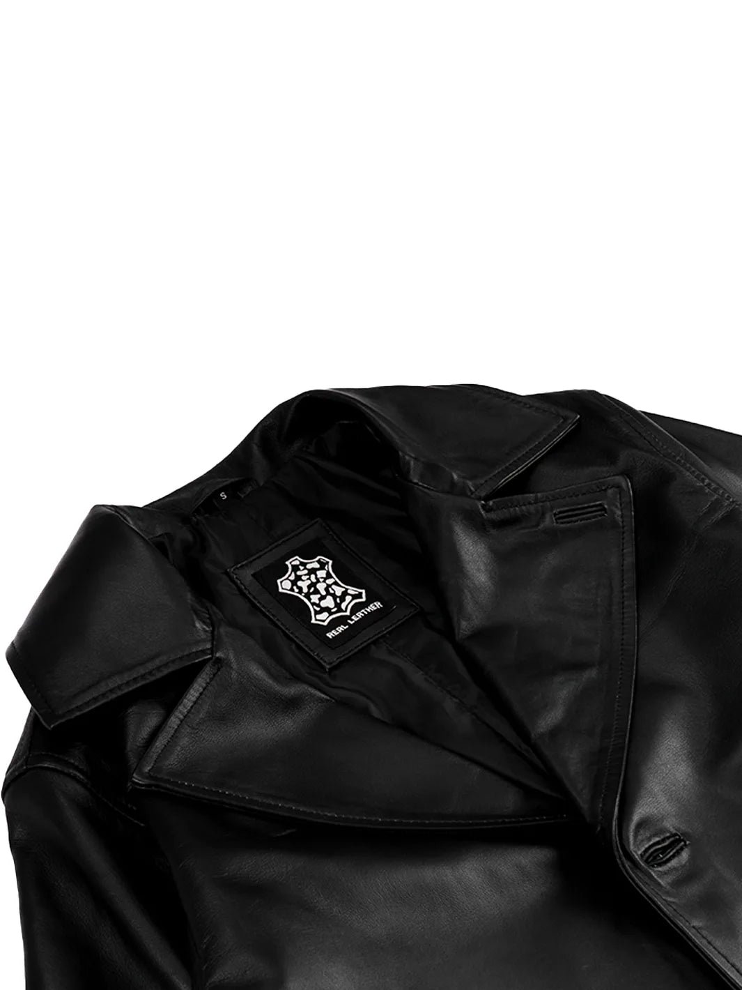 Men's Black 3/4 Length Real Leather Car Coat - Image 4