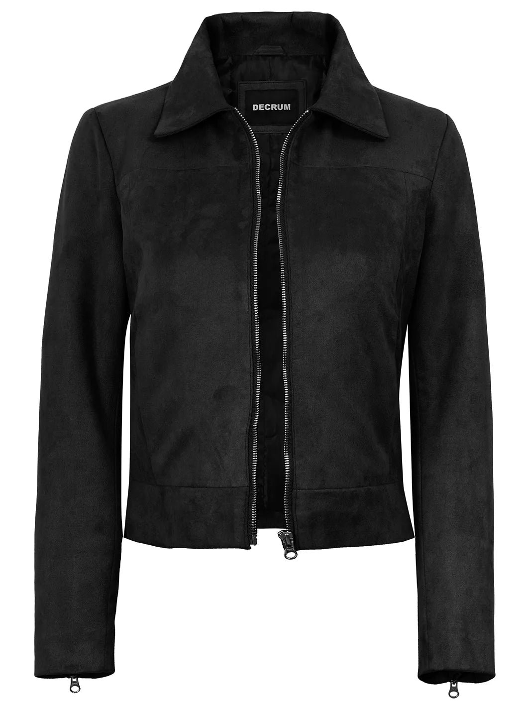 Women's Black Faux Suede Harrington Jacket - Image 3