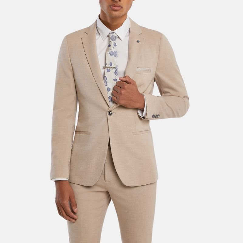 Mens 3 Piece Classic Tan Wedding Suit - Image 3