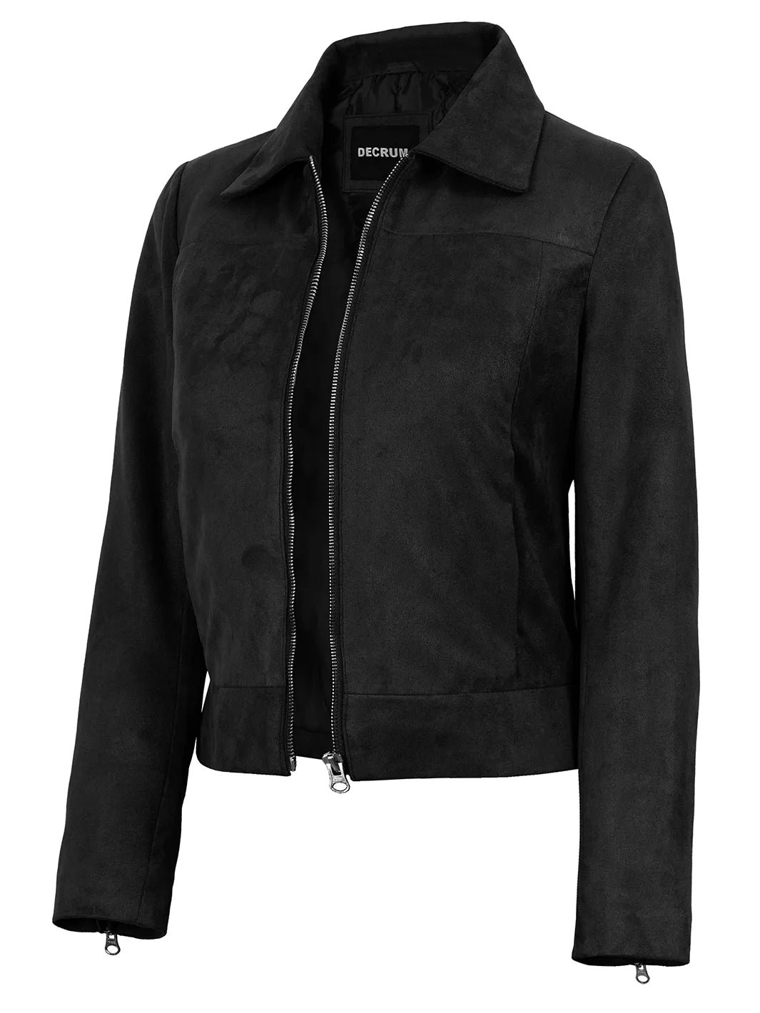 Women's Black Faux Suede Harrington Jacket