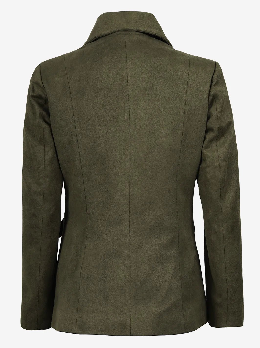 Women's Olive Green Faux Suede Notch Lapel Blazer - Image 2