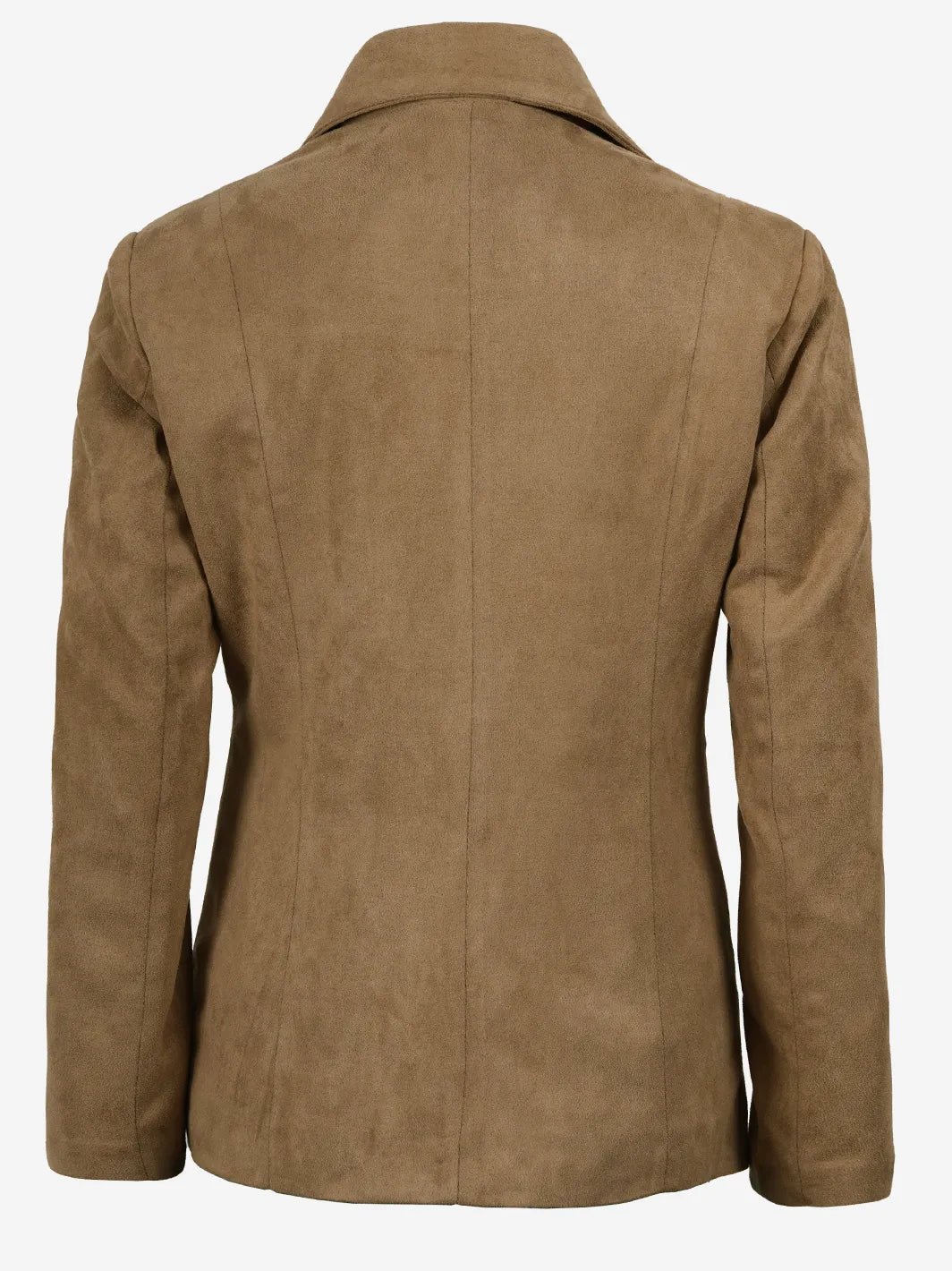 Women's Camel Faux Suede Notch Lapel Blazer - Image 2