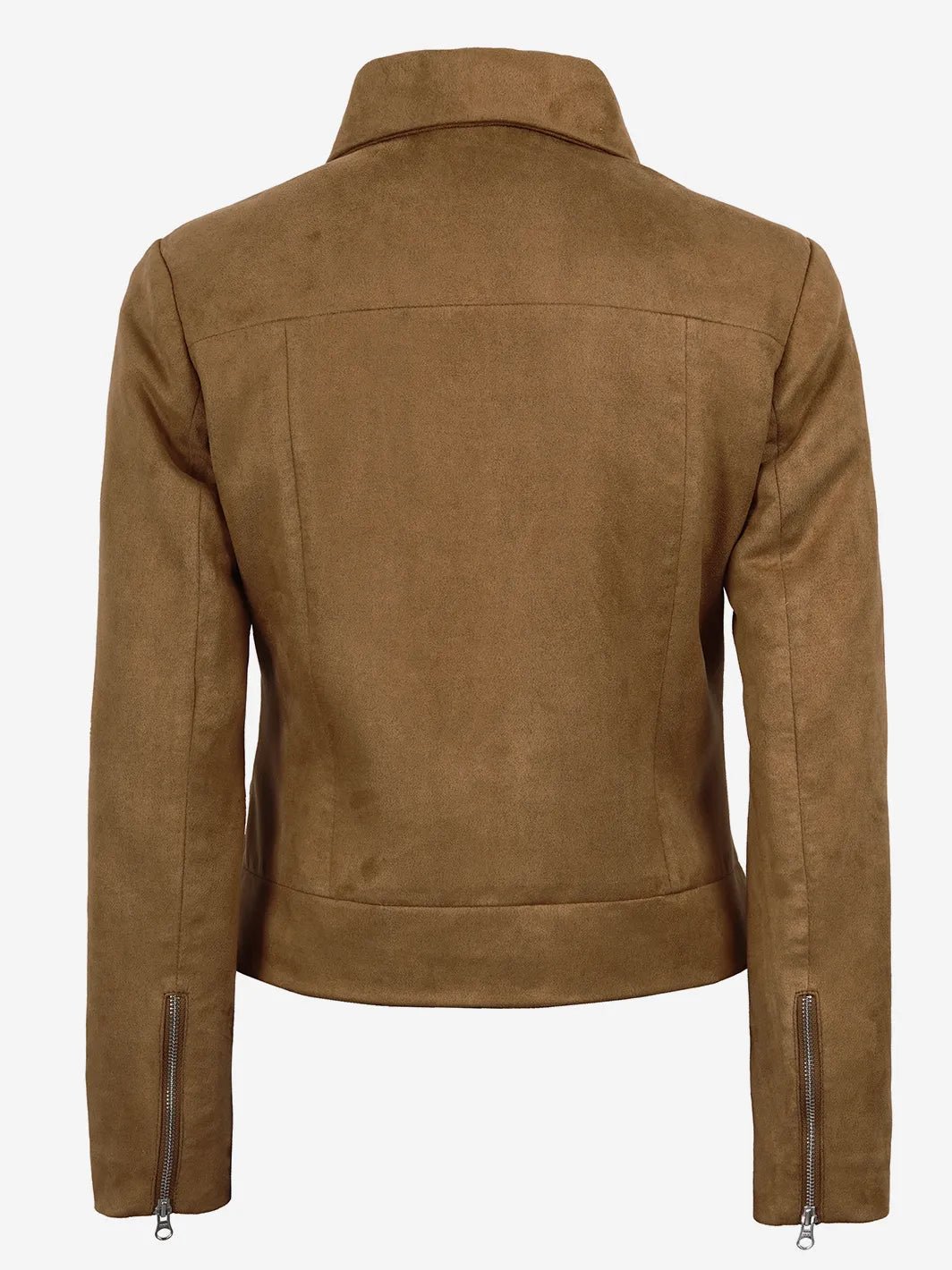 Women's Light Brown Faux Suede Harrington Jacket - Image 2