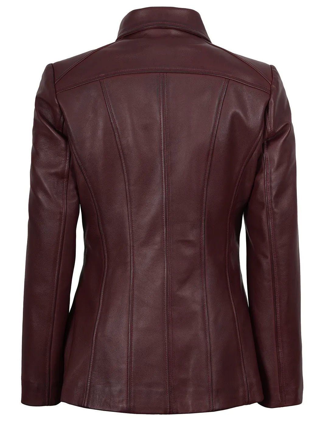 Marsha Women's Real Leather Burgundy Car Coat - Image 2