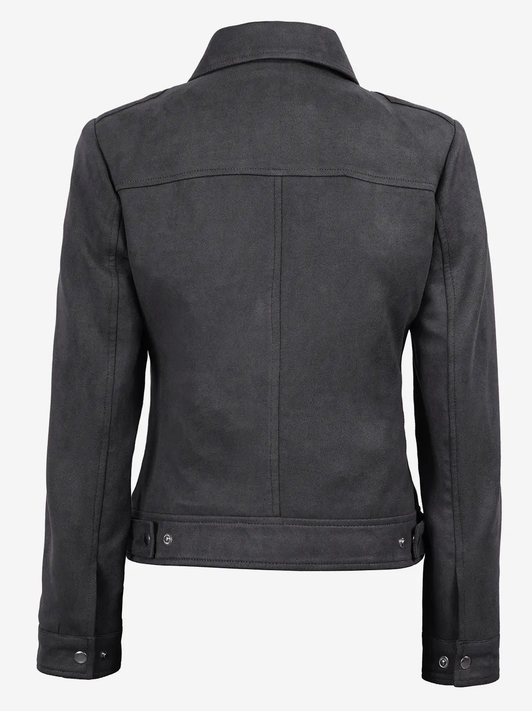 Women's Dark Grey Faux Suede Harrington Jacket - Image 2
