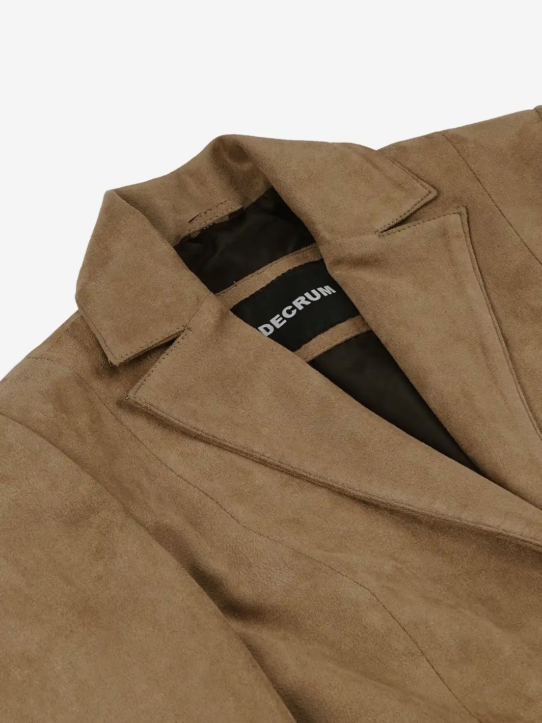 Women's Camel Faux Suede Notch Lapel Blazer - Image 6