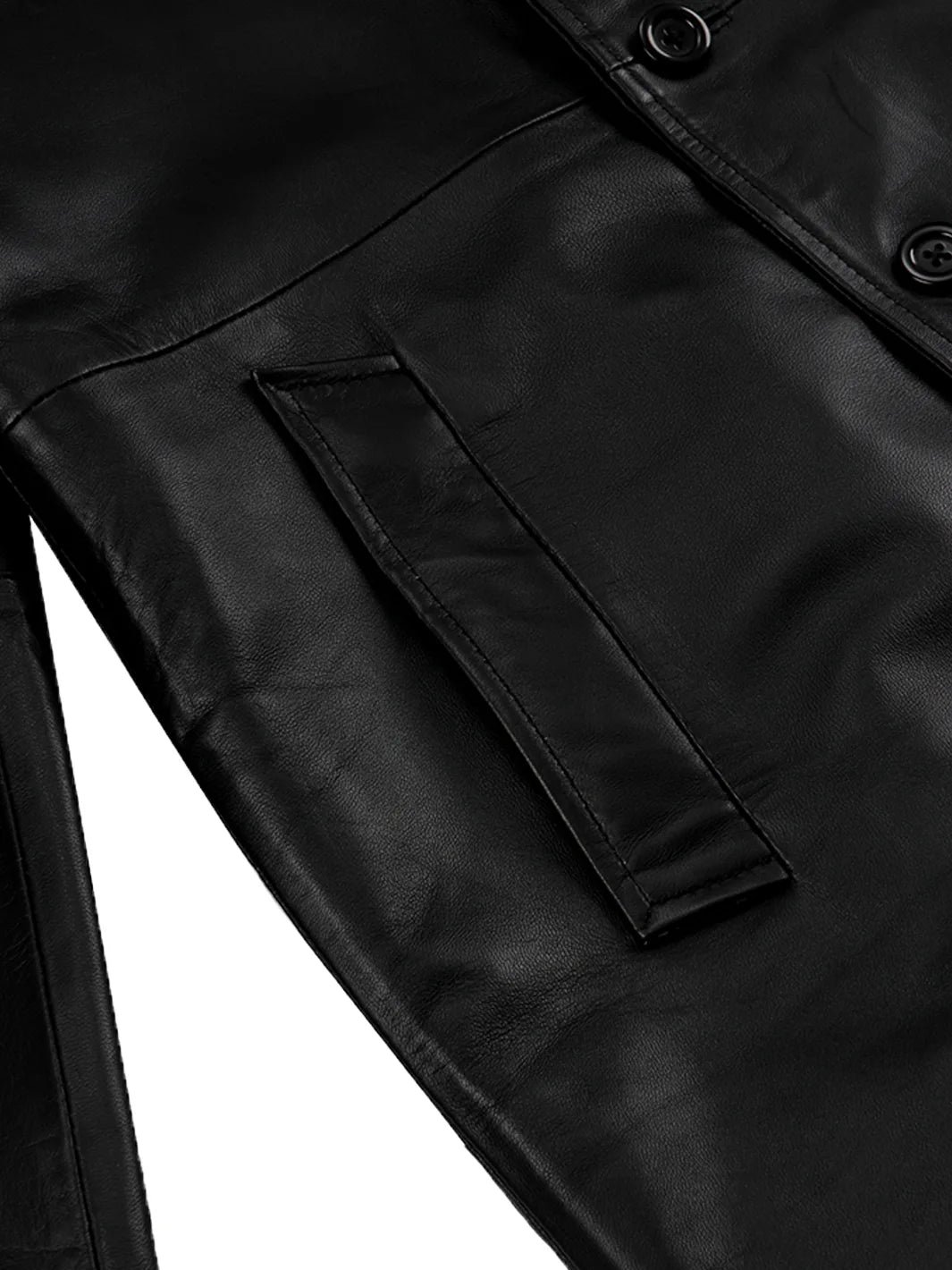 Men's Black 3/4 Length Real Leather Car Coat - Image 5