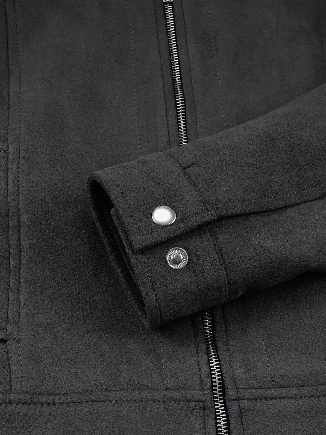 Women's Dark Grey Faux Suede Harrington Jacket - Image 7