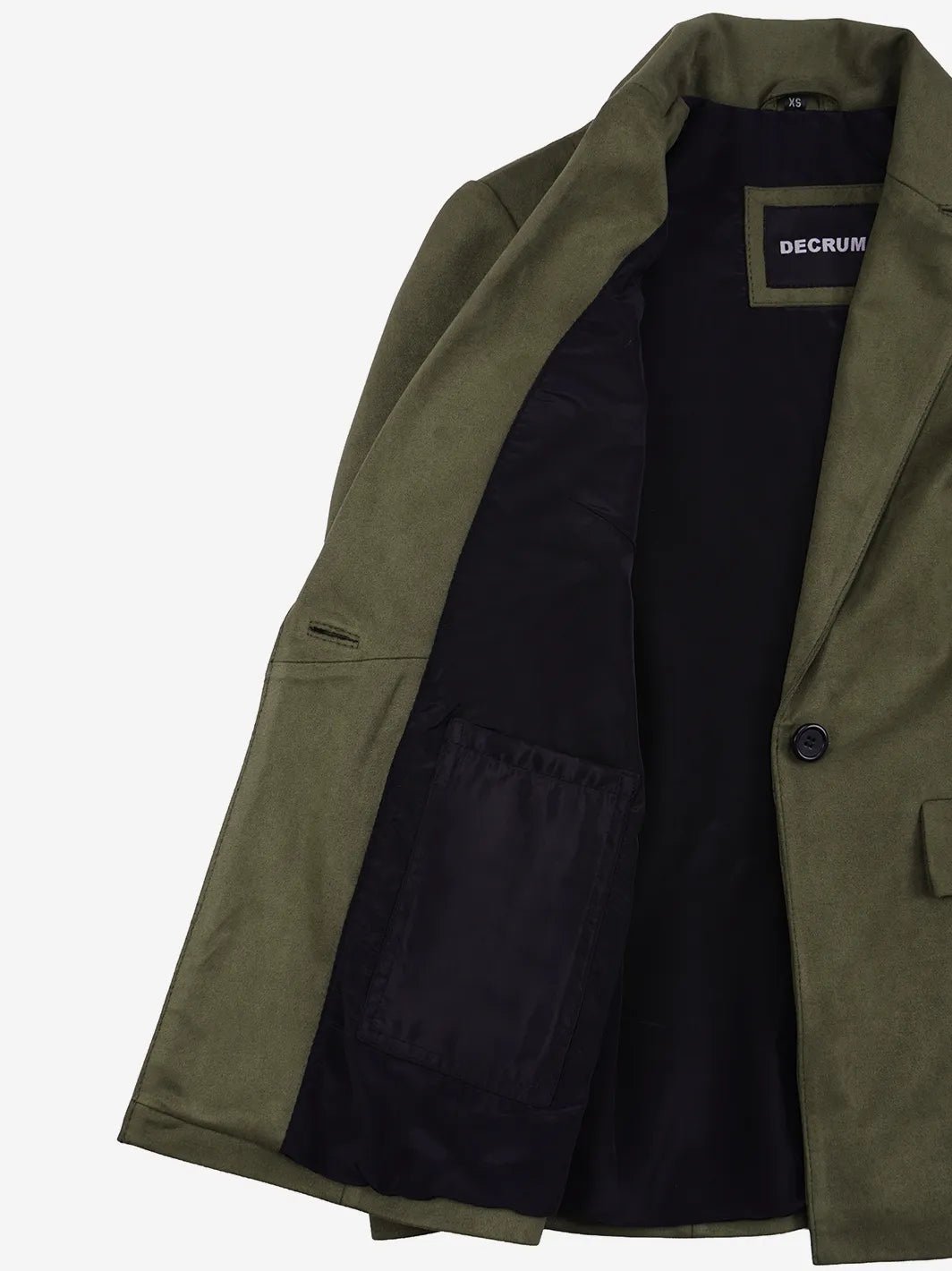 Women's Olive Green Faux Suede Notch Lapel Blazer - Image 7