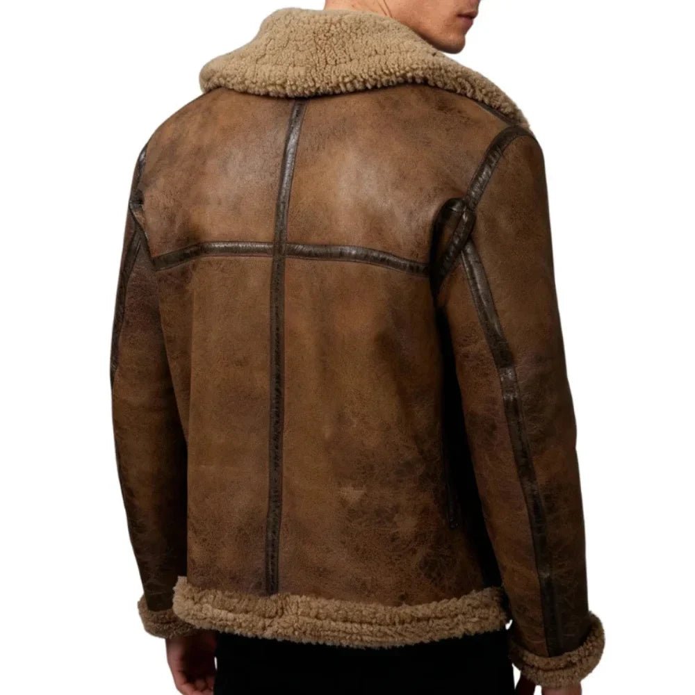 Arnold Schwarzenegger Mens Brown B6 Shearling Jacket - Image 6
