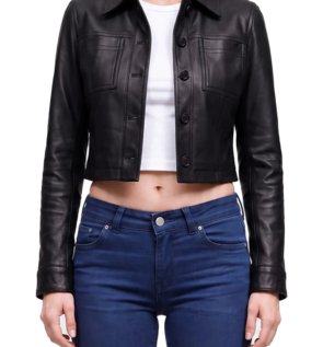 Black_Cropped_Harrington_Leather_Jacket_Womens_-_Front