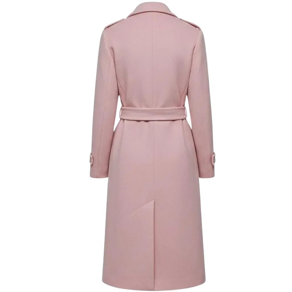 Women’s Blush Pink Belted Wool Blend Long Coat - Image 4
