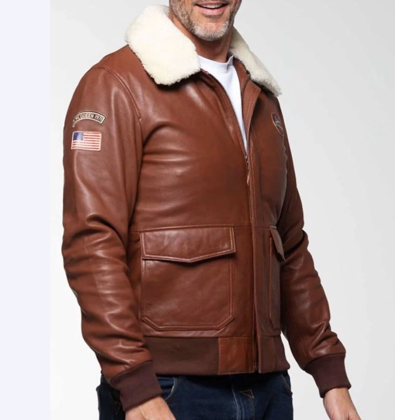 Maverick Tom Cruise Pilot Flight Bomber Leather Jacket - Image 2
